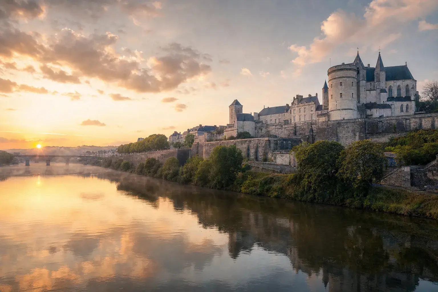 La Loire et le château d'Angers sous les toits d'ardoise angevins